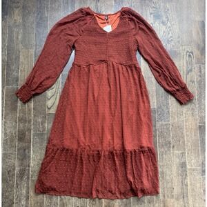 Fashion Brand Dress Womens Size L Burnt Orange Prairie Cottage Lined NWT